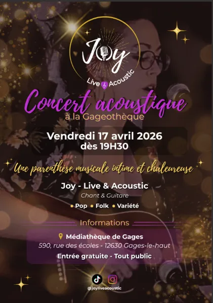 Joy, concert acoustique Gageothèque Montrozier