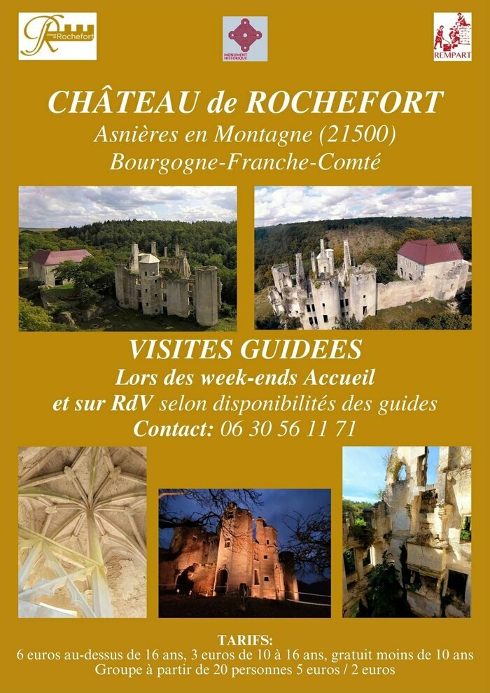JPP : tours et détours, ateliers découverte du château de Rochefort à Asnières en Montagne 21500, Château de Rochefort route de Cry Asnières en Montagne 21500, Asnières en Montagne