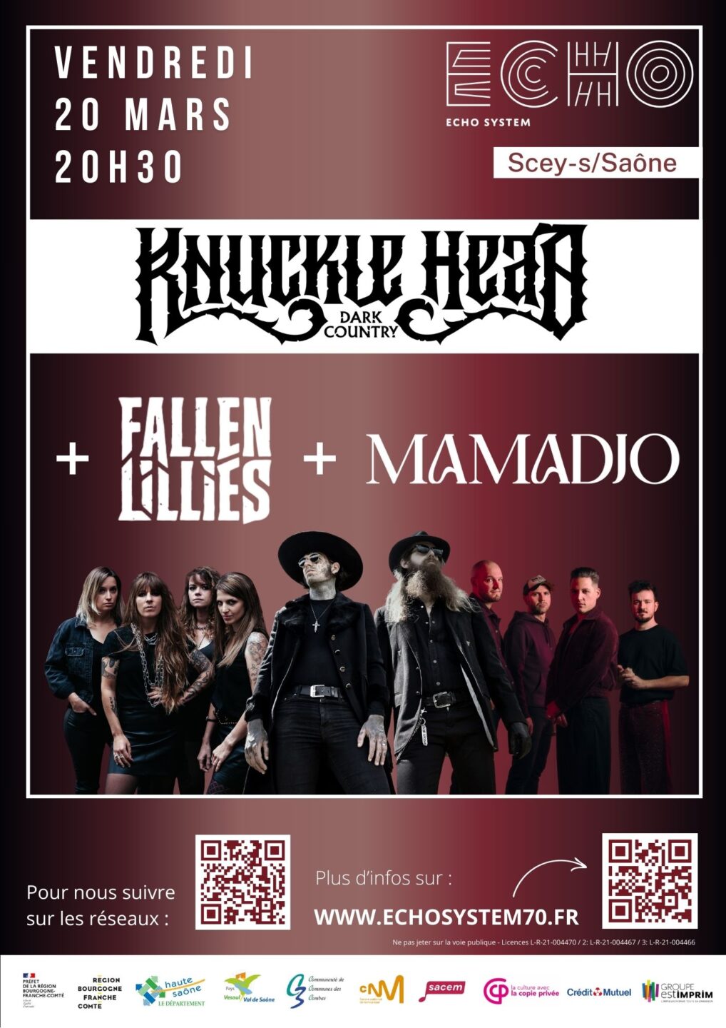 Knuckle Head + Fallen Lillies + Mamadjo ZA l&rsquo;Ecu Scey-sur-Saône-et-Saint-Albin