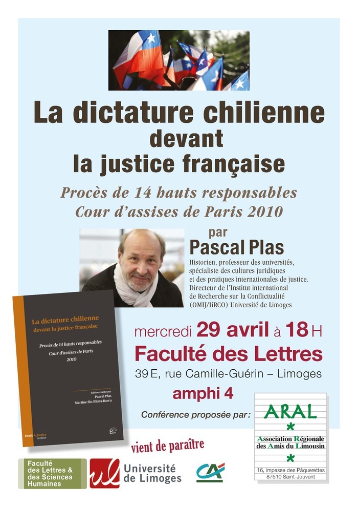 La dictature chilienne devant la justice française, Faculté des Lettres et des Sciences Humaines, Limoges