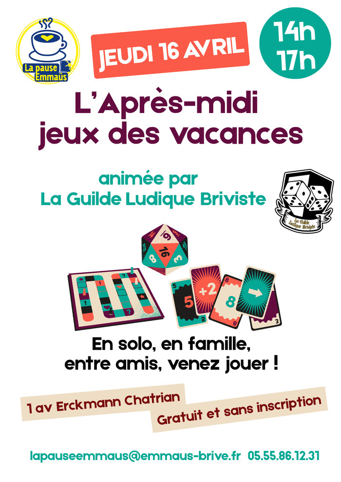 La Pause Emmaüs – Animation jeux de société, La Pause Emmaüs, Brive-la-Gaillarde