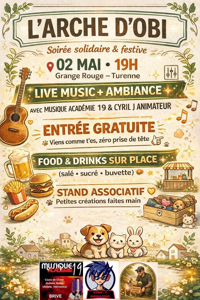 L'Arche D’Obi soirée solidaire et festive La Grange Rouge Turenne 2026-05-02