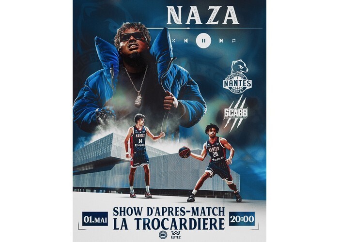 Le Nantes Basket Hermine invite Naza pour un match-concert Salle sportive métropolitaine de Rezé (Trocardière) Rezé
