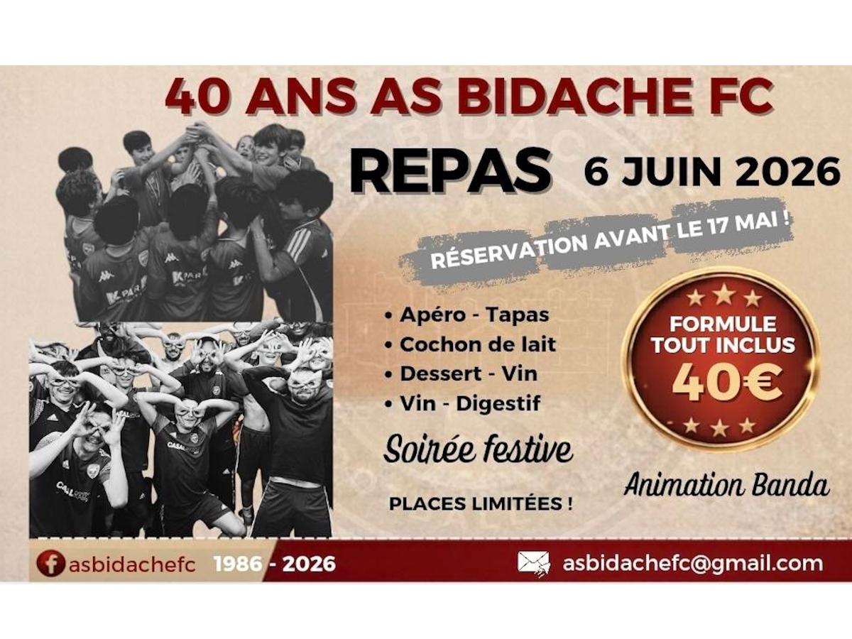 Les 40ans de l'AS Bidache FC Place du fronton Bidache 2026-06-06
