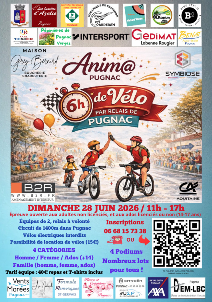 Les 6h de Vélo de Pugnac 2026, Mairie de Pugnac, Pugnac