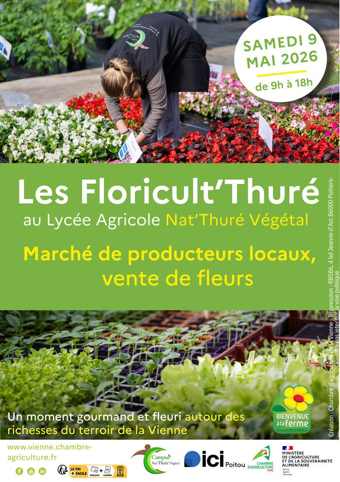 Les Floricult&rsquo;Thuré 2026 lycée agricole de Thuré et réseau Bienvenue à la Ferme. Serres du lycée Thuré
