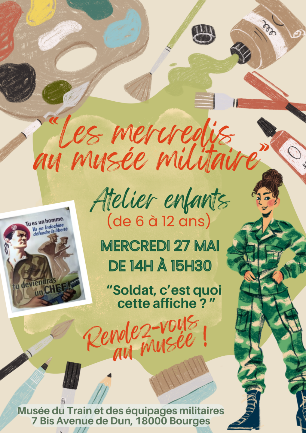 Les mercredis au musée militaire Soldat, c&rsquo;est quoi cette affiche ?  Bourges