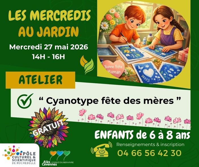 Les Mercredis du Pôle  » Cyanotype fête des mères « , Pôle culturel et scientifique de Rochebelle, Alès