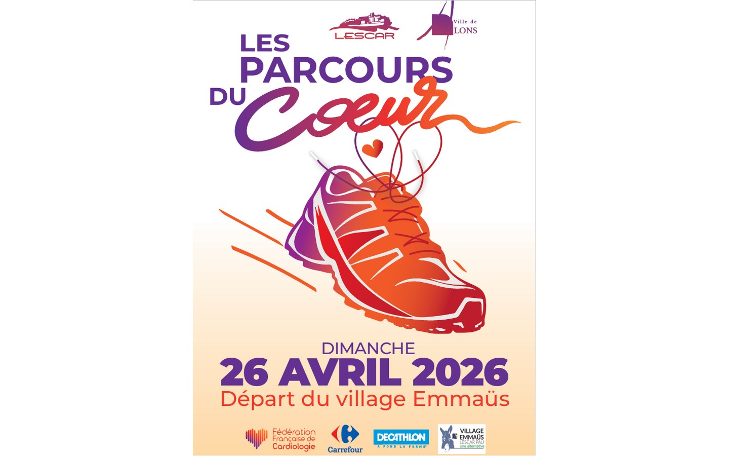 Les Parcours du coeur 2026 Parking Emmaüs Lescar Lescar