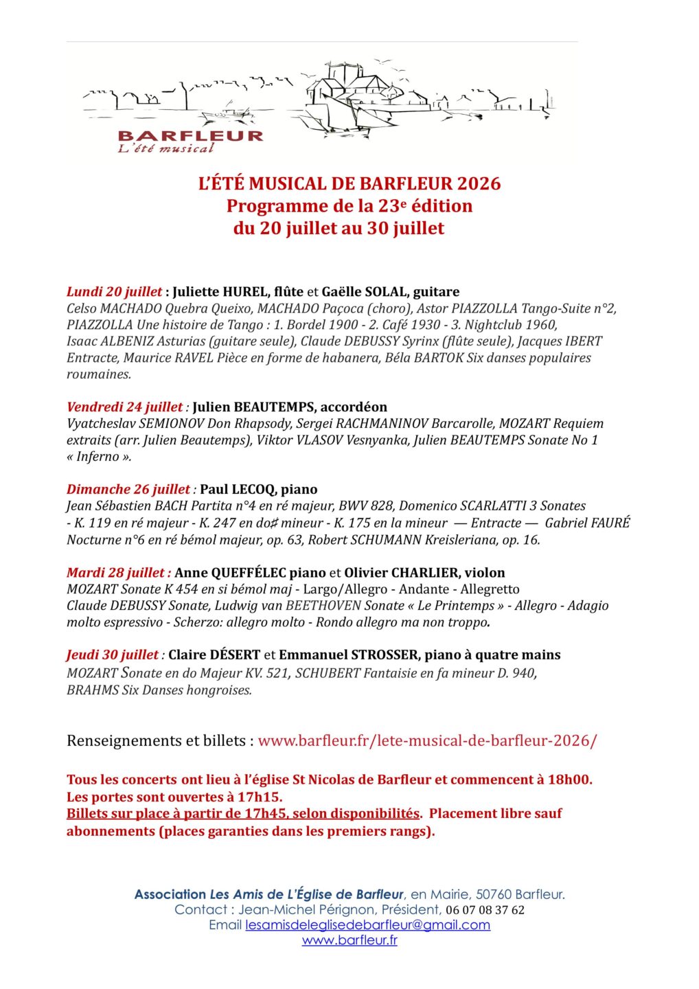 L'Été Musical de Barfleur Rue Saint-Nicolas Barfleur 2026-07-20