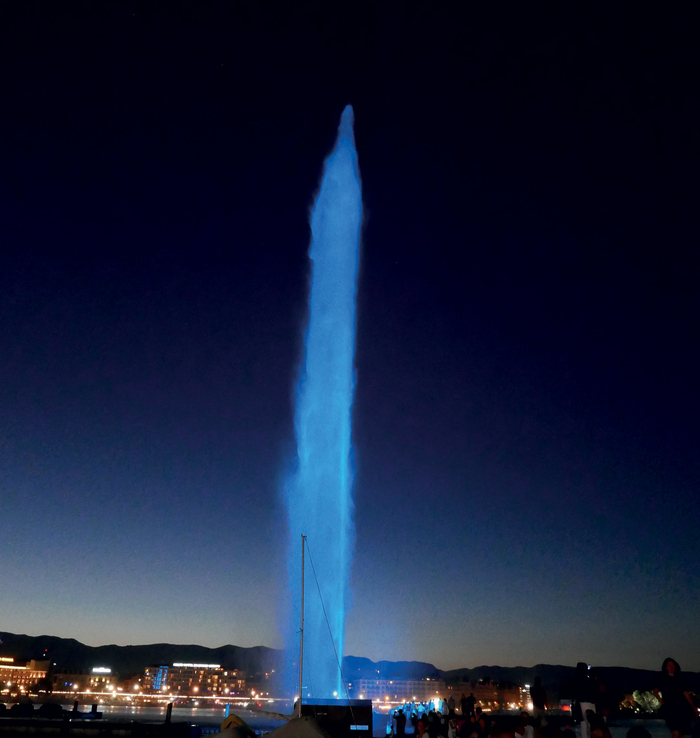 #LightUpTheNight4ME – Le 12 mai, unissons-nous pour soutenir les personnes atteintes d’EM, Jet d’eau, Genève