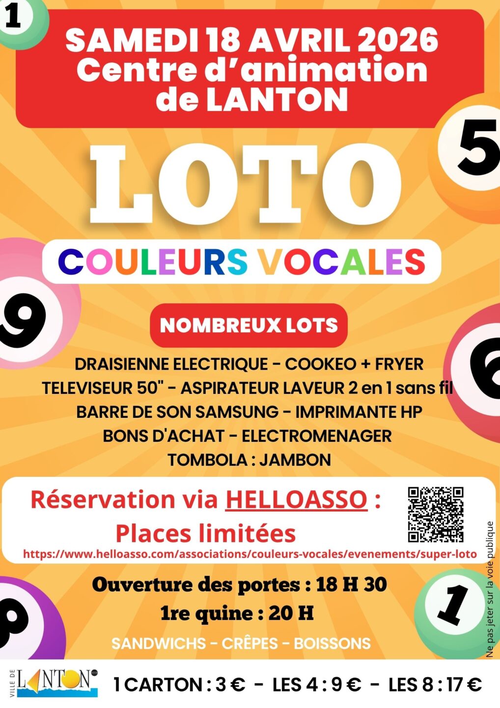 Loto de l&rsquo;association Couleurs Vocales Centre animation de Lanton Lanton