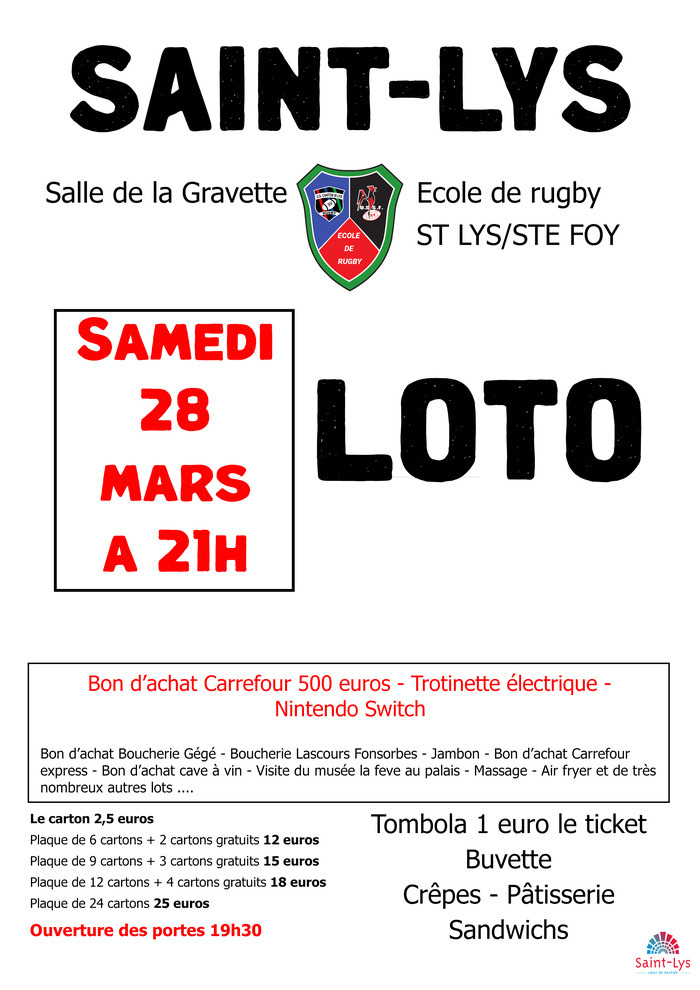 LOTO EDR Rugby, Espace GRAVETTE à SAINT-LYS 31470, Saint-Lys