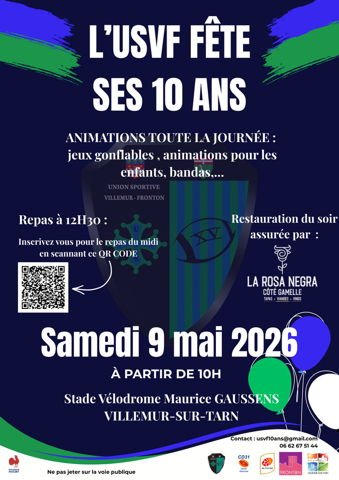 L'USVF fête ses 10 ans Stade vélodrome Maurice Gaussens Villemur-sur-Tarn