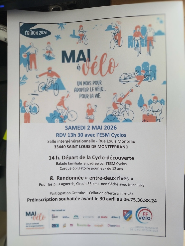 MAI A VELO A ST LOUIS de MONTFERRAND, 33 Saint louis de Montferrand, Saint-Louis-de-Montferrand