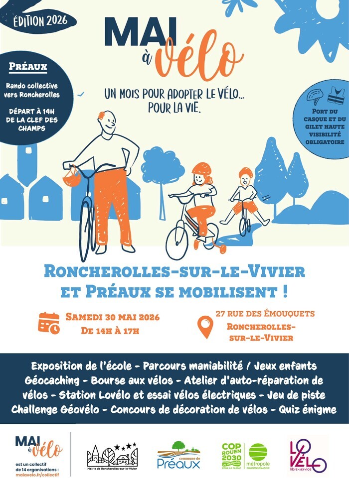 Mai à Vélo, Parking Clef des Champs, Préaux 76160, Préaux