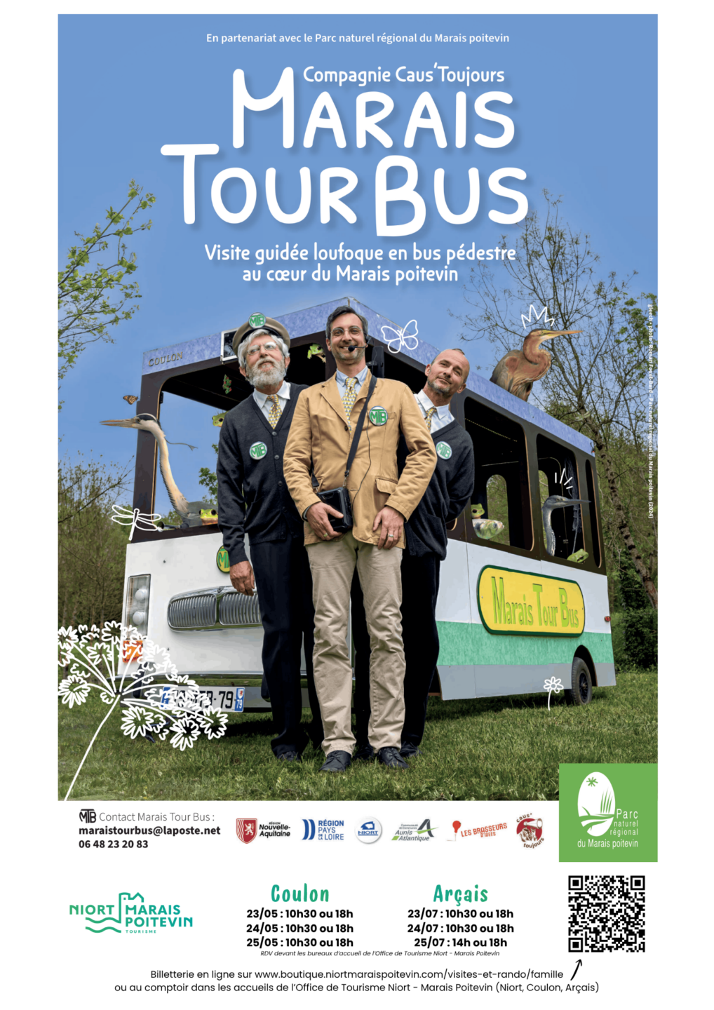 Marais Tour Bus visite décalée en bus pédestre à Arçais Devant l'Office de Tourisme d'Arçais Arçais 2026-07-23
