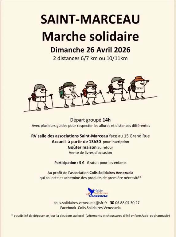 Marche solidaire à Saint-Marceau Salle des associations Saint-Marceau 2026-04-26