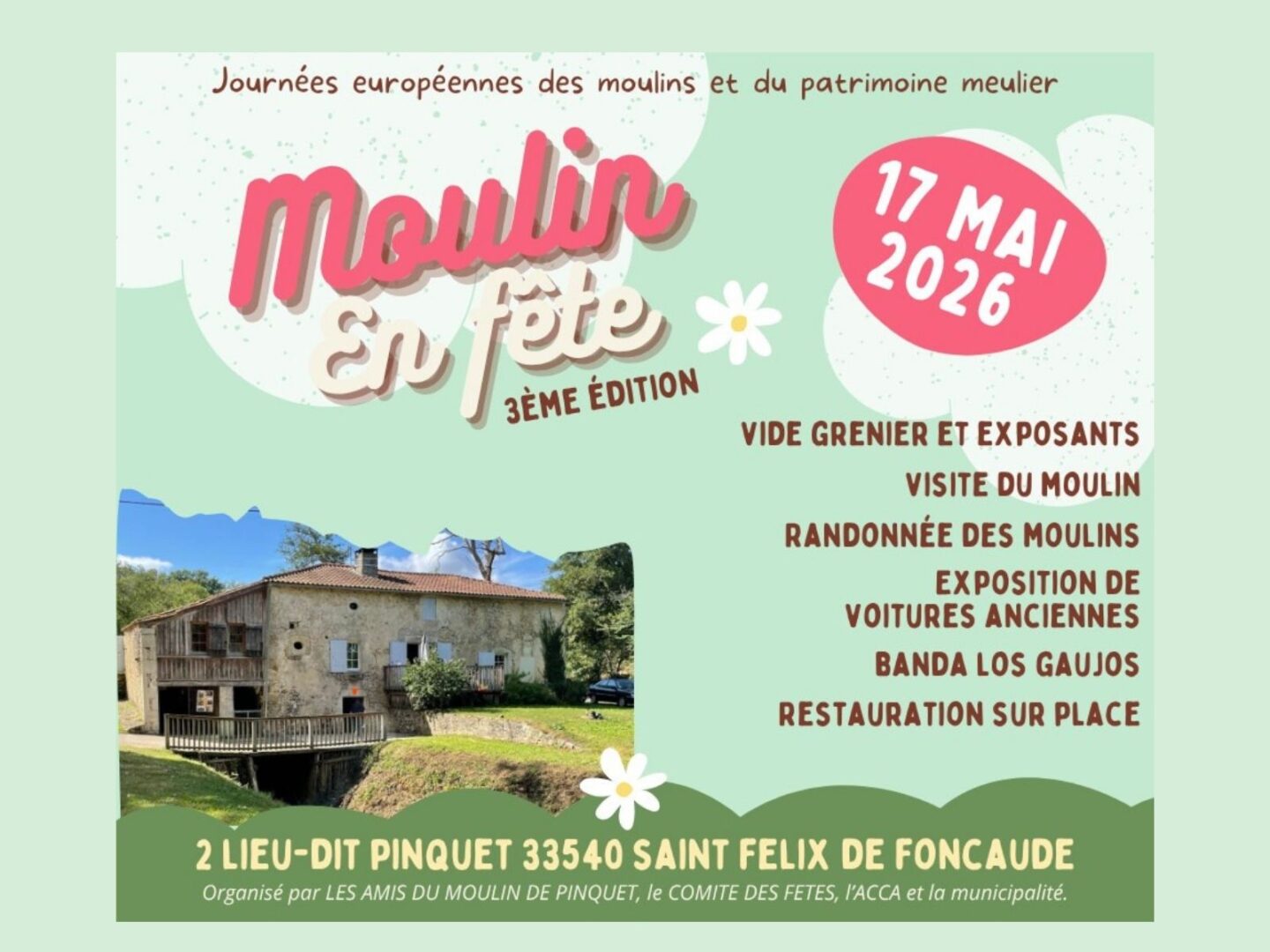 Moulin en fête Moulin de Pinquet Saint-Félix-de-Foncaude
