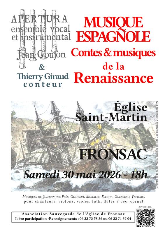 Musique Espagnole Contes & musiques de la Renaissance Eglise Saint-Martin Fronsac 2026-05-30