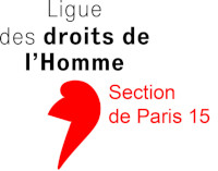 Logo de la Ligue des droits de l'homme section Paris 15e avec un bonnet phrygien rouge