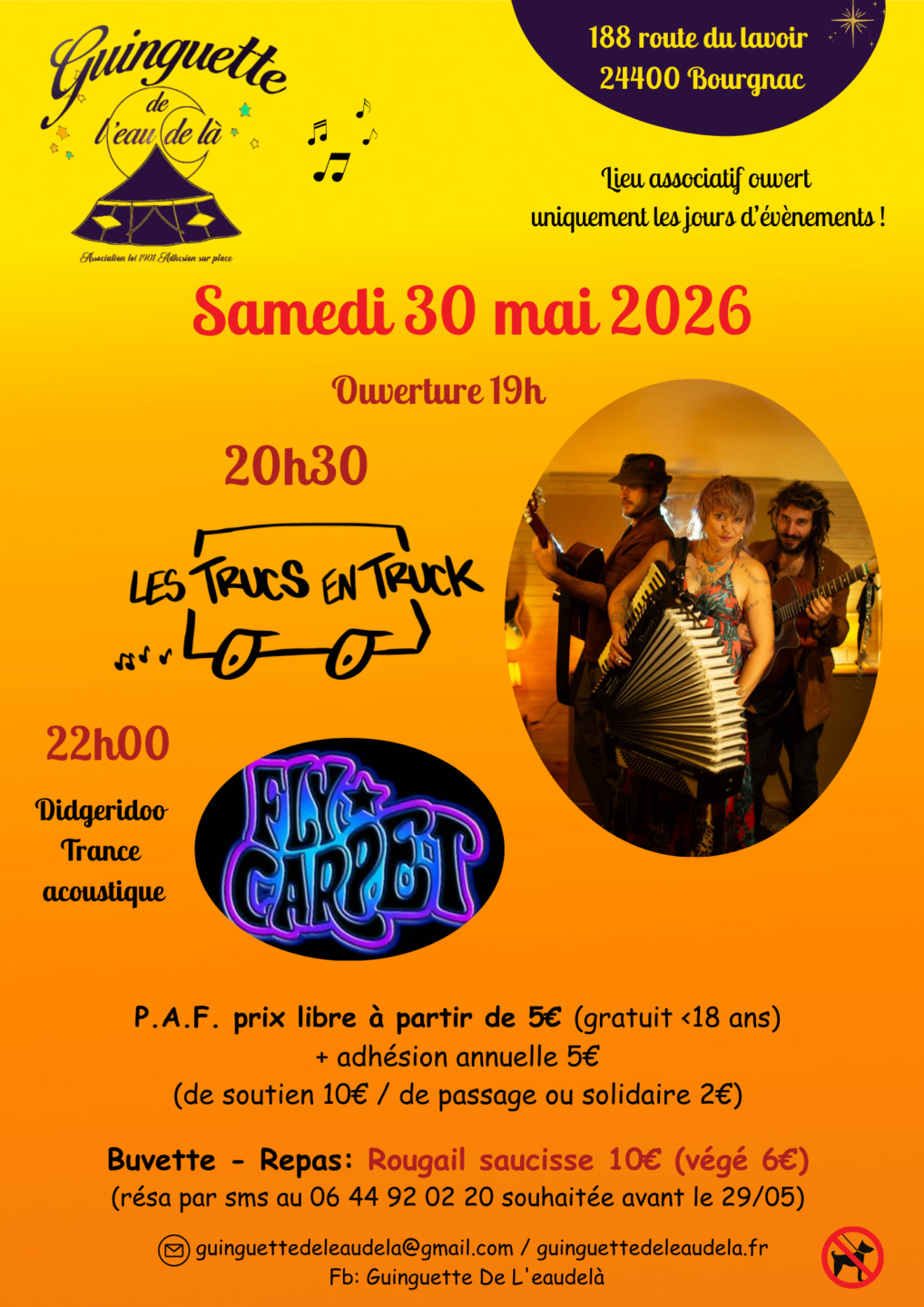 Ouverture de saison Concerts la Guinguette de l&rsquo;eau de là Bourgnac