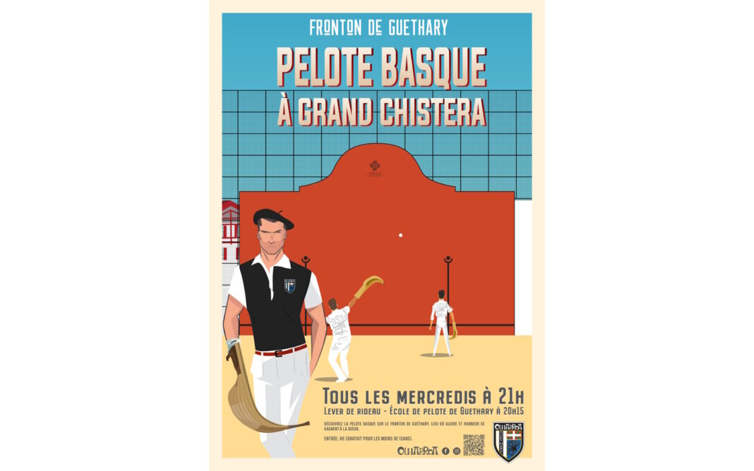 Partie de pelote à grand chistera Fronton Guéthary