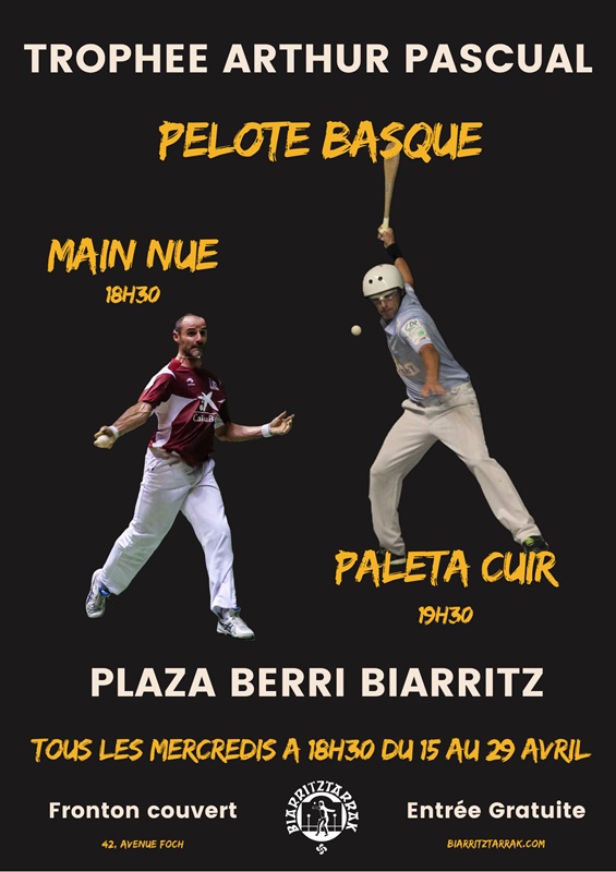 Pelote basque Trophée Arthur Pascual Fronton couvert Plaza Berri Biarritz
