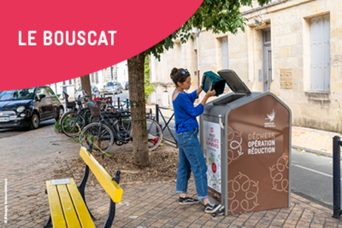 Permanence borne à déchets alimentaires, Marché municipal, Place du 14 juillet, Le Bouscat, Le Bouscat