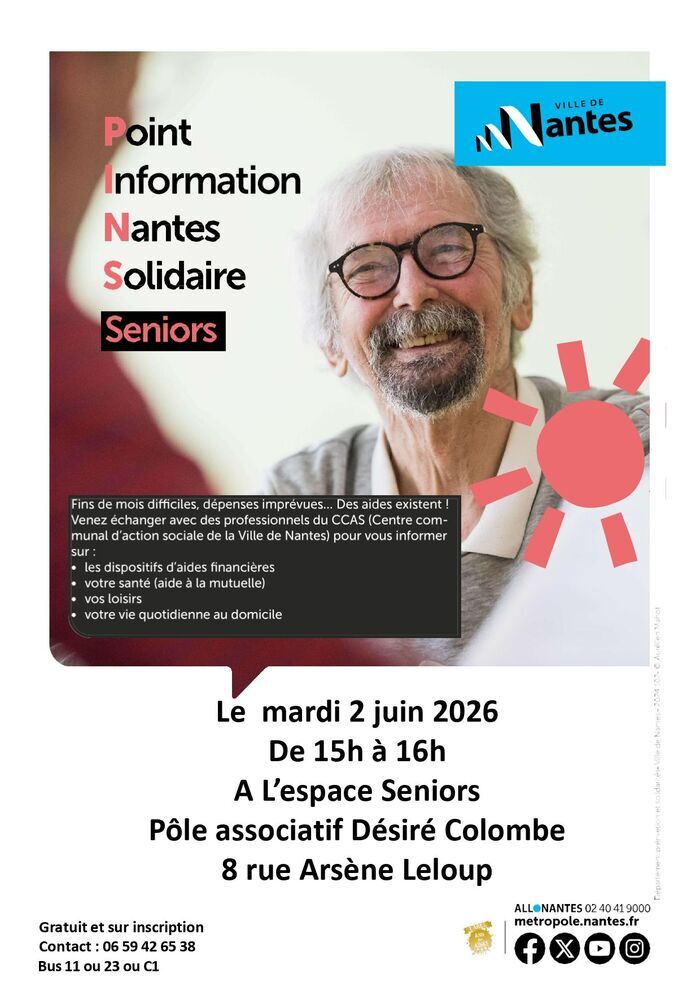 Point information Nantes Solidaire Seniors Pôle associatif Désiré Colombe Nantes