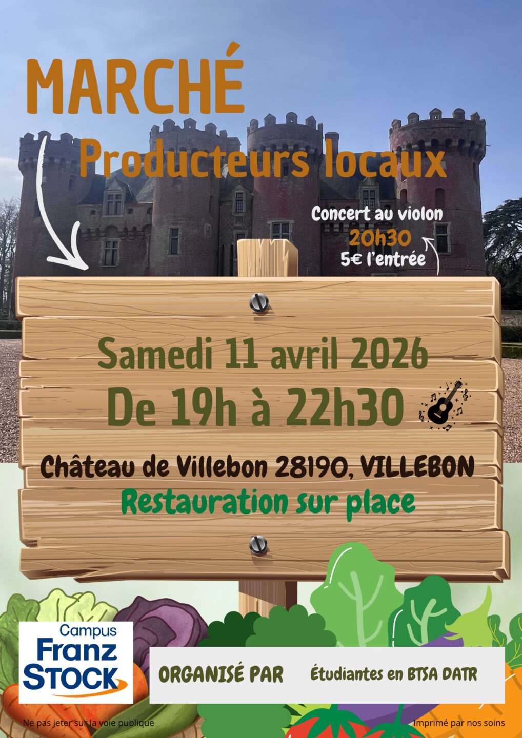 Préouverture Marché de producteurs Concert de violon  Villebon