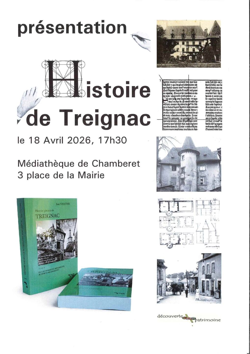 Présentation des ouvrages Histoire de Treignac de Jean Vinatier Médiathèque Chamberet
