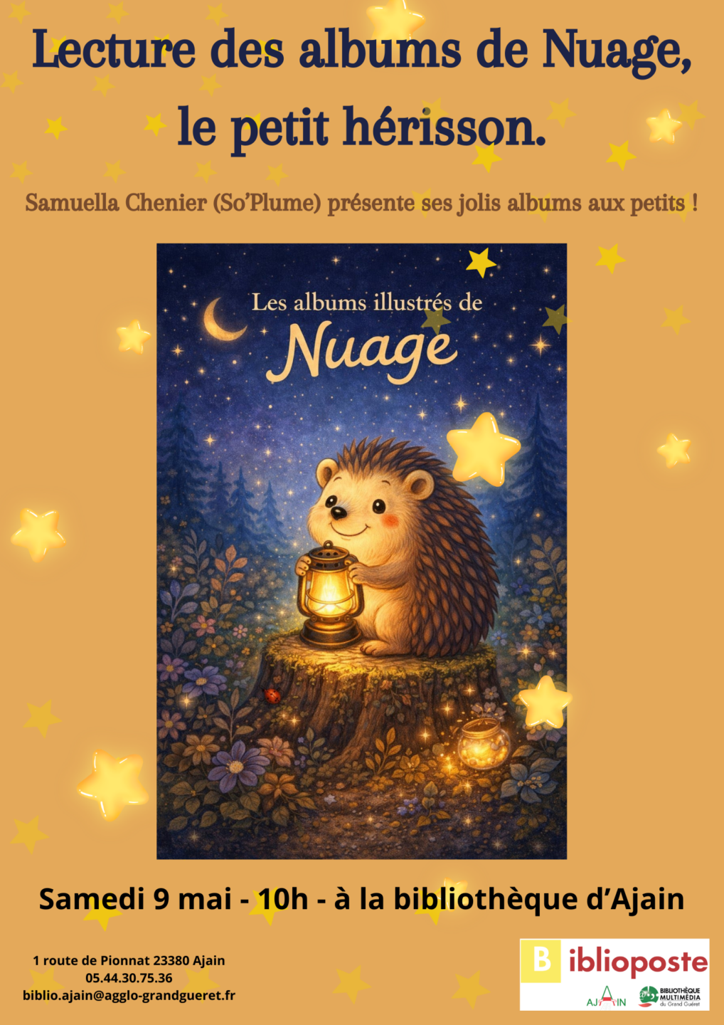 Présentation et lecture des albums jeunesse Nuage , par Samuella Chenier. Biblioposte d&rsquo;Ajain Ajain