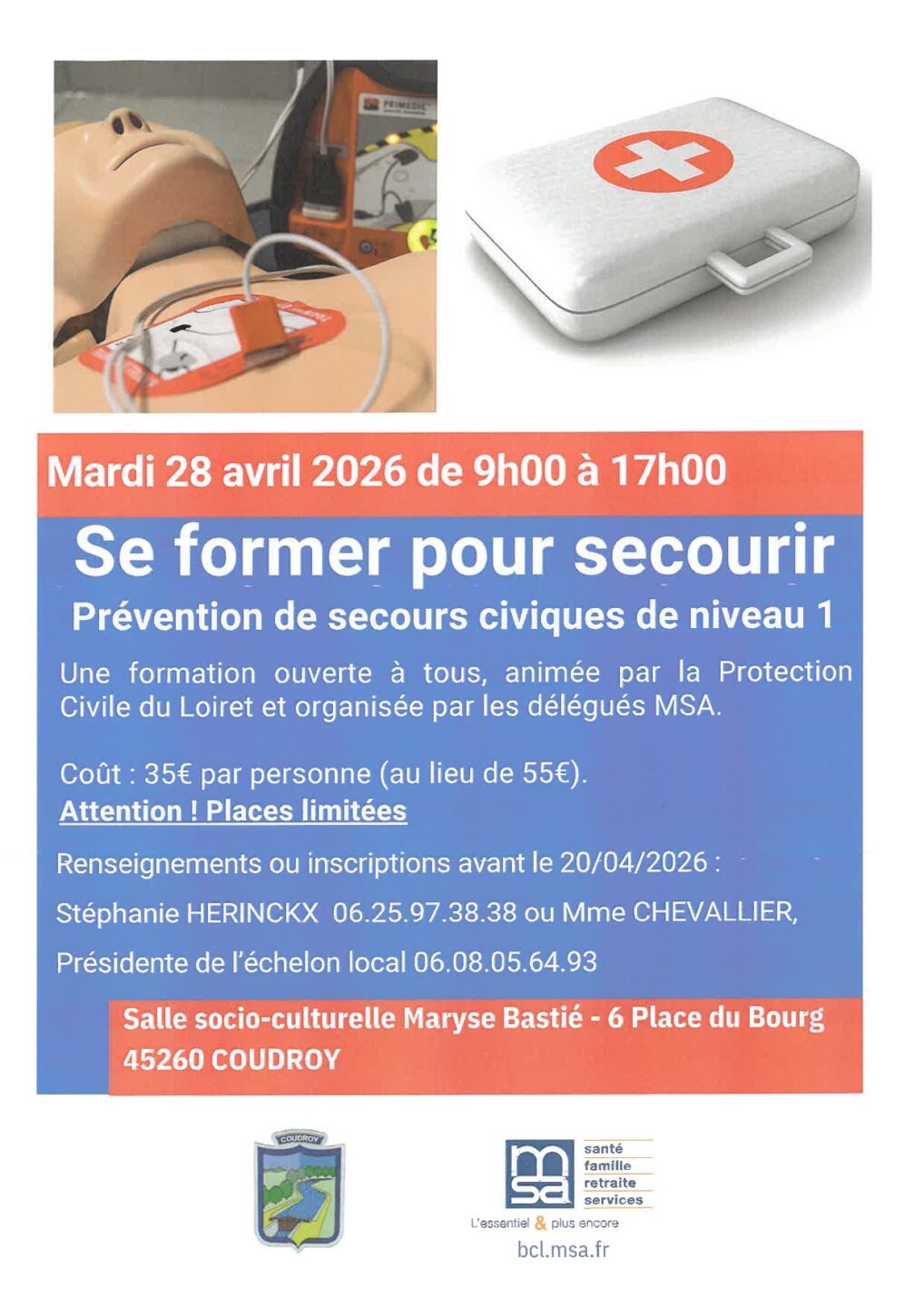 Prévention de Secours Civiques de niveau 1  Coudroy