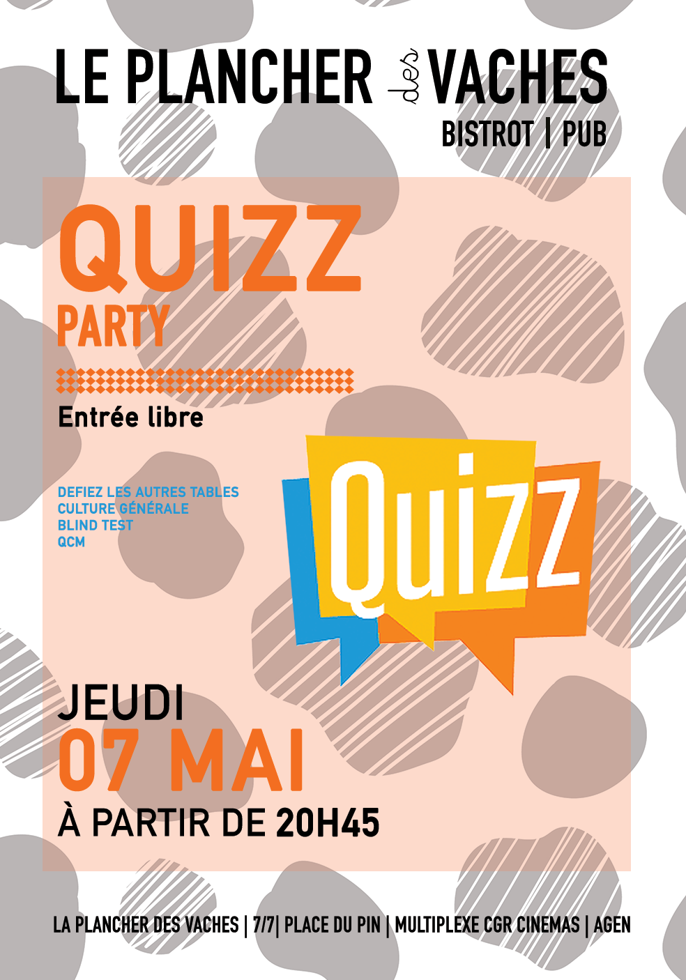 Quizz party au Plancher des Vaches Rue de la Prune Agen 2026-05-07