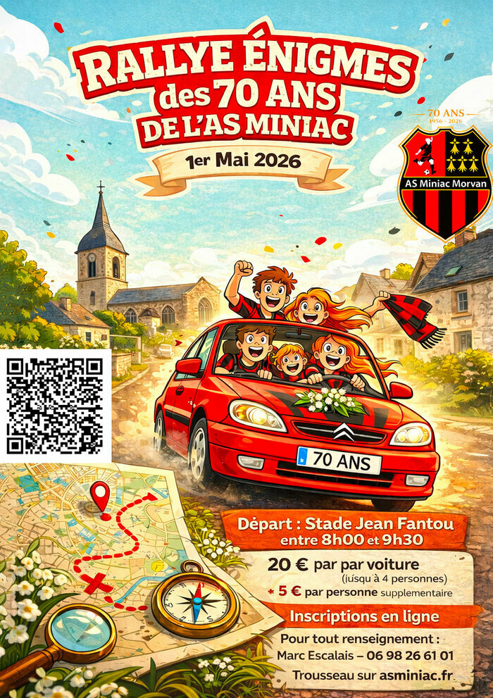 Rallye énigmes des 70 ans de l’AS Miniac, Stade Jean Fantou, Miniac-Morvan