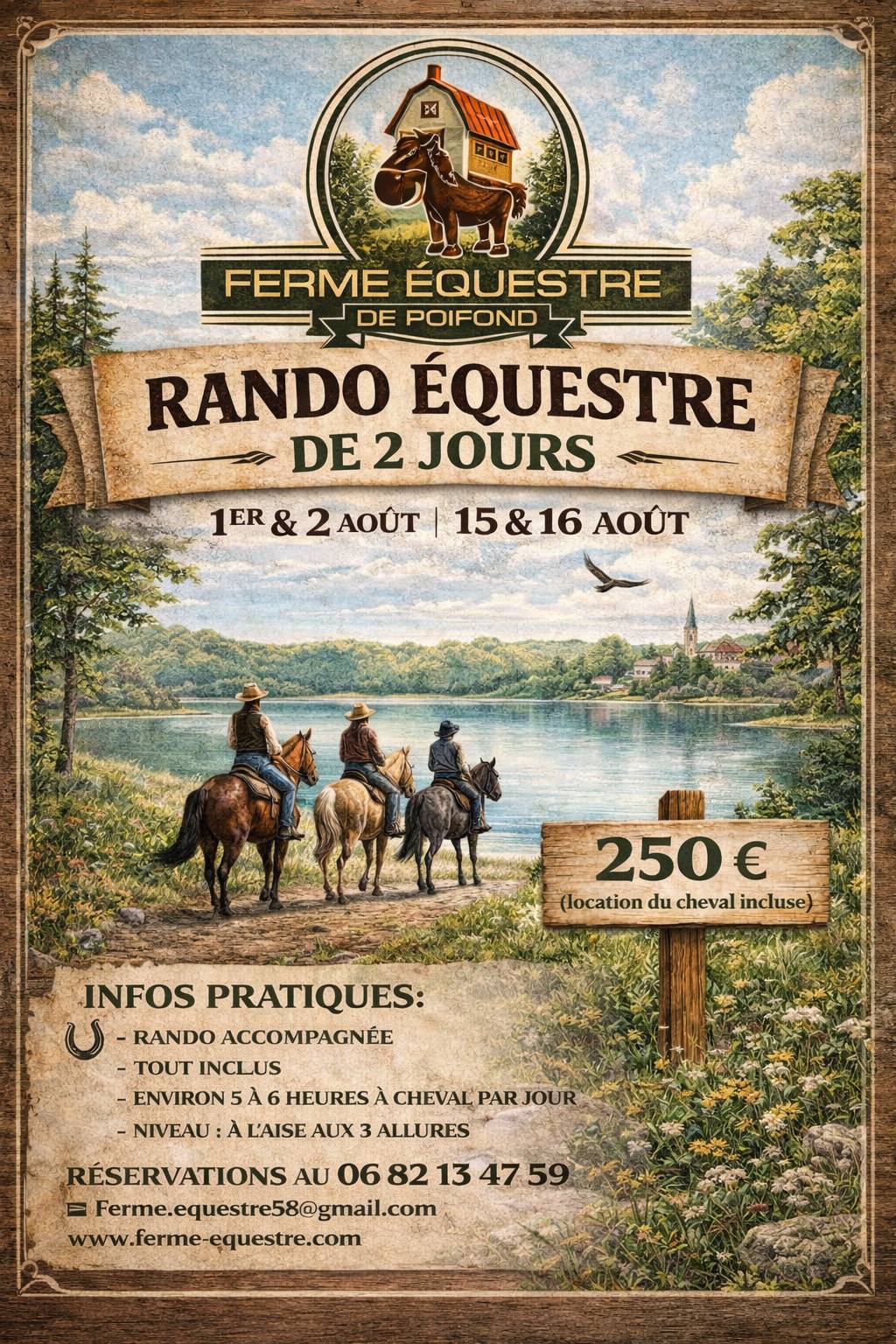Rando équestre de 2 jours Ferme équestre de Poifond Varzy 2026-08-01