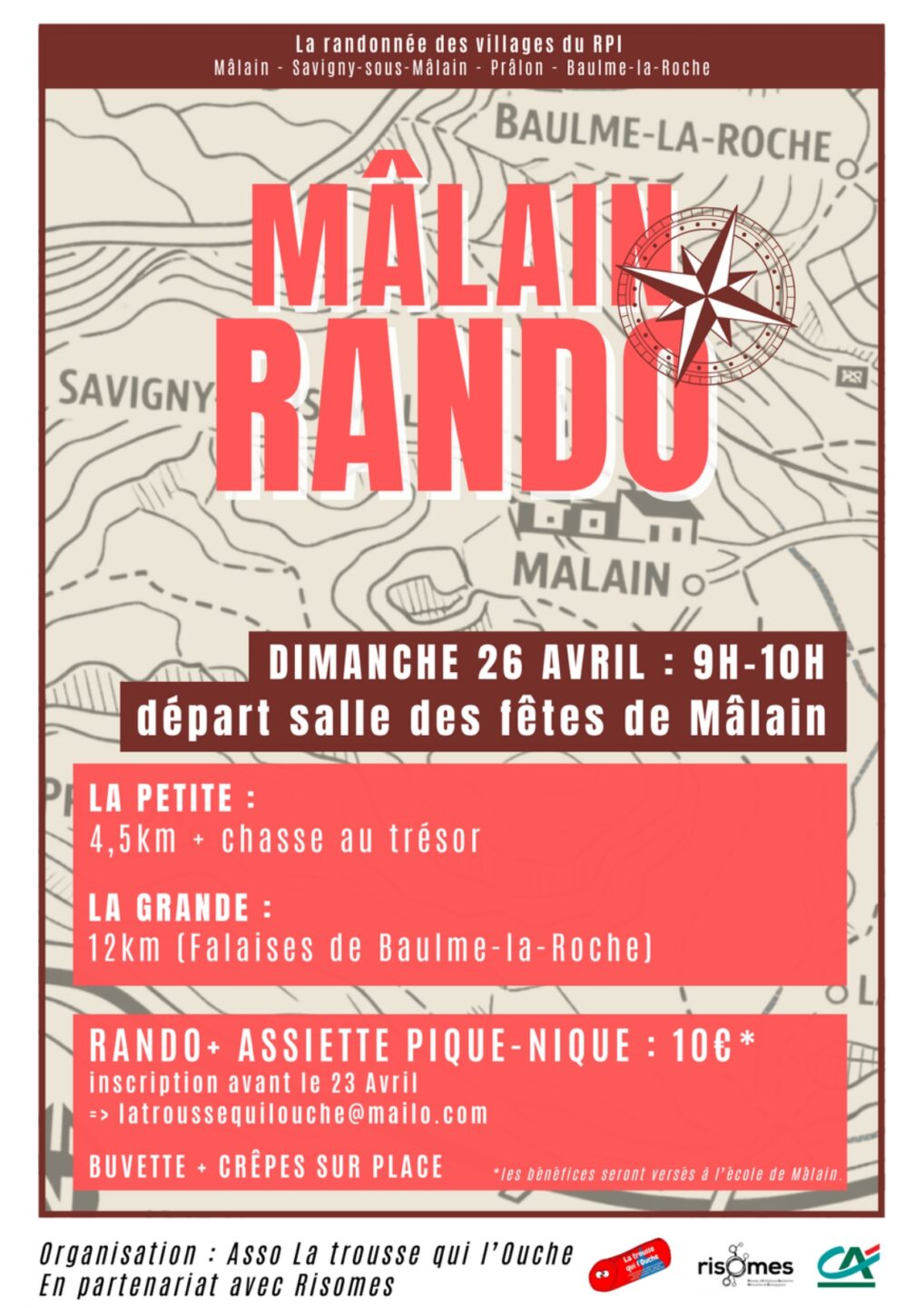 Rando pique-nique Départ de la Salle des fêtes de Mâlain Mâlain