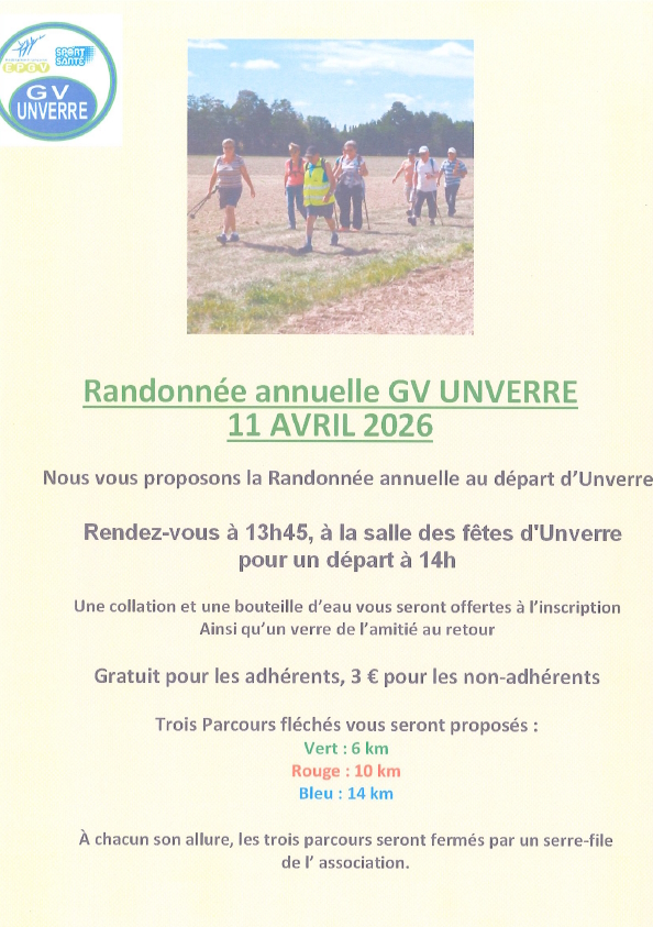 Randonnée Annuelle GV UNVERRE Unverre
