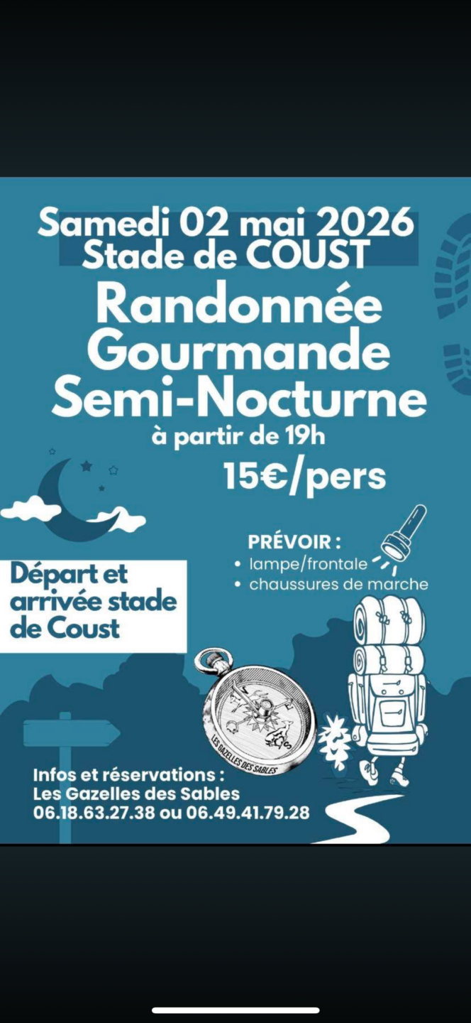 Randonnée Gourmande semi-nocturne Route du Châtelier Coust 2026-05-02