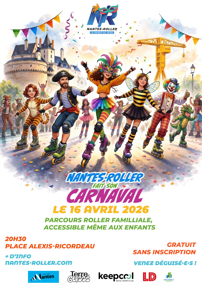 Randonnée Roller Carnaval 2026 – Nantes-Roller, Place Ricordeau, Nantes
