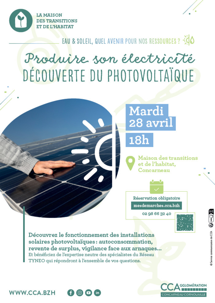 RDV habitat : produire son électricité et éviter les arnaques : découverte du photovotaïque, Maison des transitions et de l’habitat, Concarneau