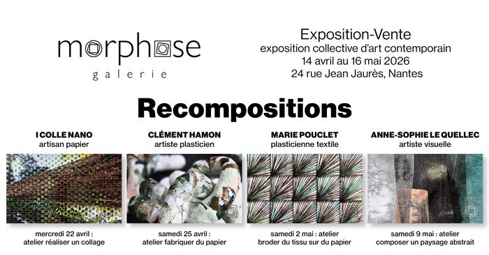 Recompositions – Exposition collective autour du papier + ateliers Galerie Morphose Nantes
