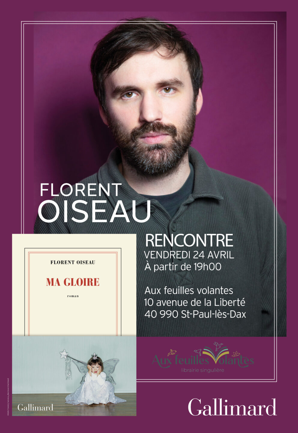 Rencontre littéraire avec Florent Oiseau Librairie Aux Feuilles Volantes Saint-Paul-lès-Dax