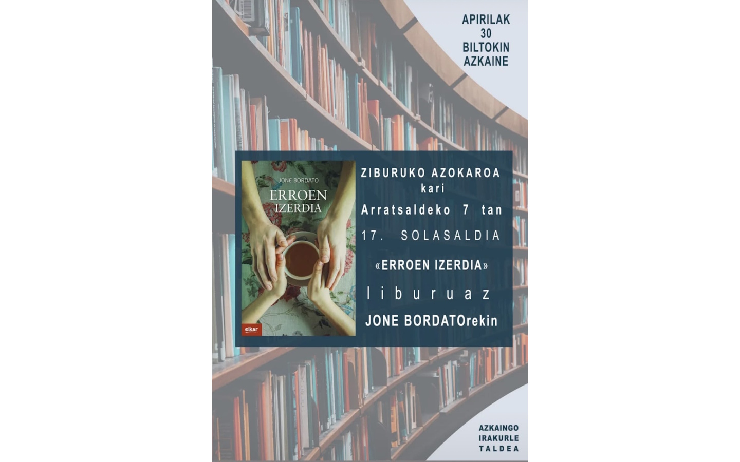 Rencontre littéraire avec Jone Bordato Médiathèque Ascain