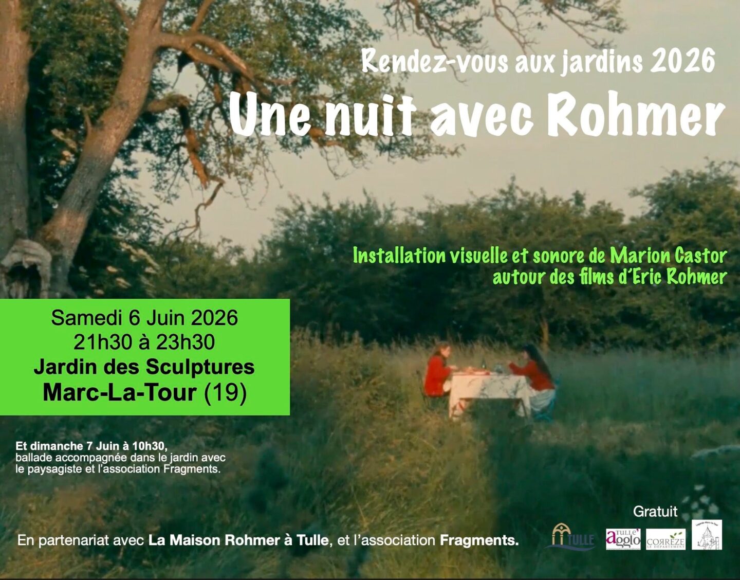 Rendez-vous aux jardins Une nuit avec Rohmer Jardin des sculptures Lagarde-Marc-la-Tour 2026-06-06