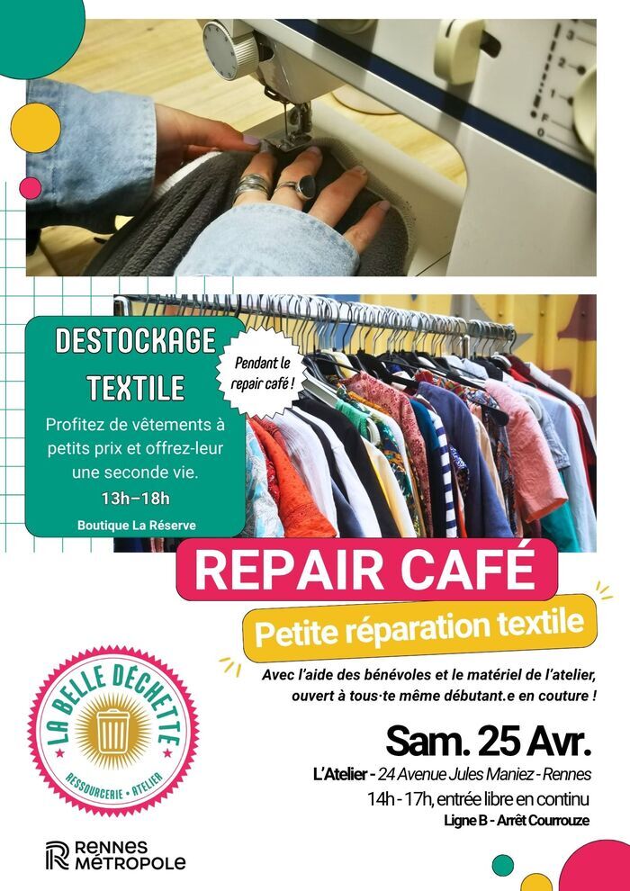 Repair café textile, L’Atelier de La Belle Déchette, Rennes
