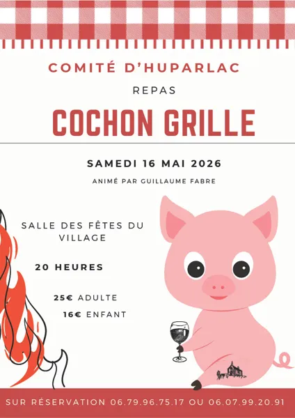 Repas Cochon grillé  Huparlac