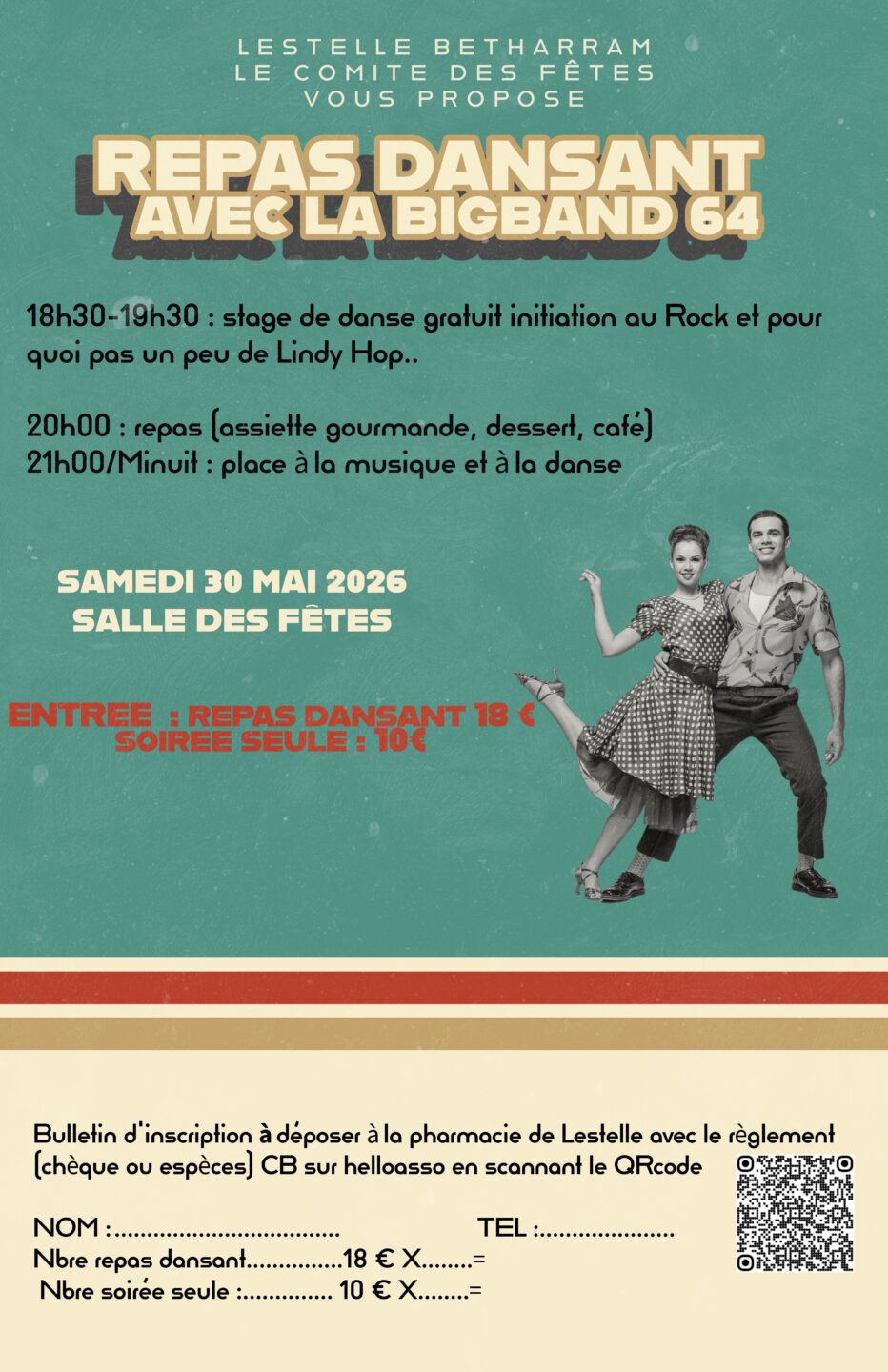 REPAS DANSANT AVEC LA BIGBAND 64 SALLE DES FETES Lestelle-Bétharram