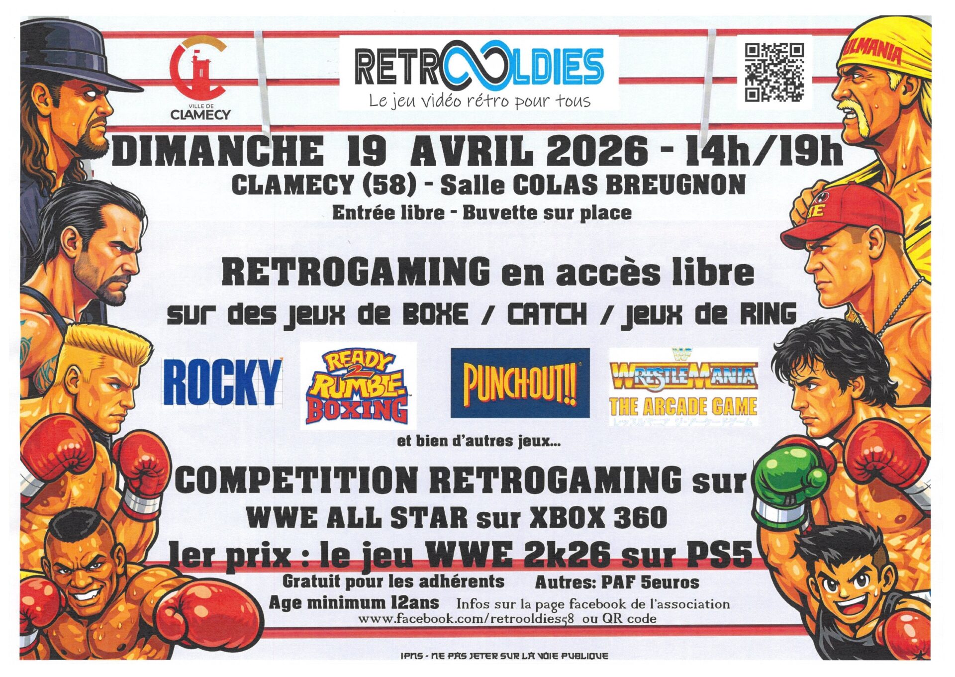 RETROGAMING jeux de boxe/catch/ring salle COLAS BREUGNON Clamecy
